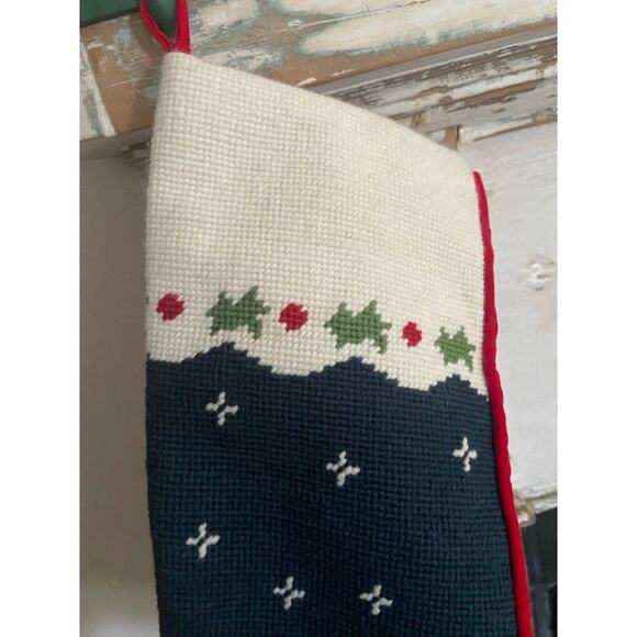 Vintage Wool Embroidered Snowman Velvet Back Christmas Stocking - Picture 3 of 7